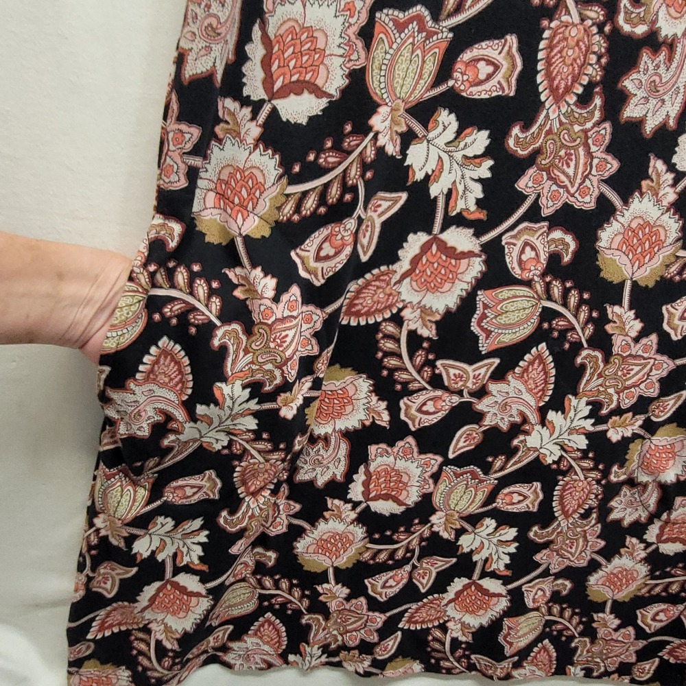 Lands End Womens Black Floral Paisley Cotton Sleeveless Shift Dress Pockets L - Picture 8 of 13